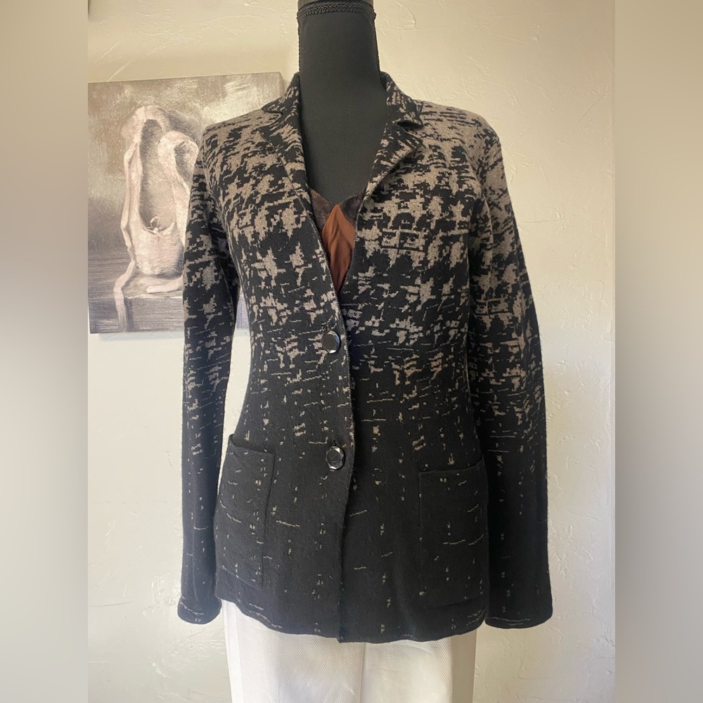 Damask Wool blend Cardigan XS (Fits S) Soft, Cozy Look